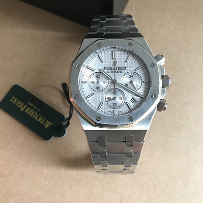 RoyalL Chronograph PrataA Branco 41mm