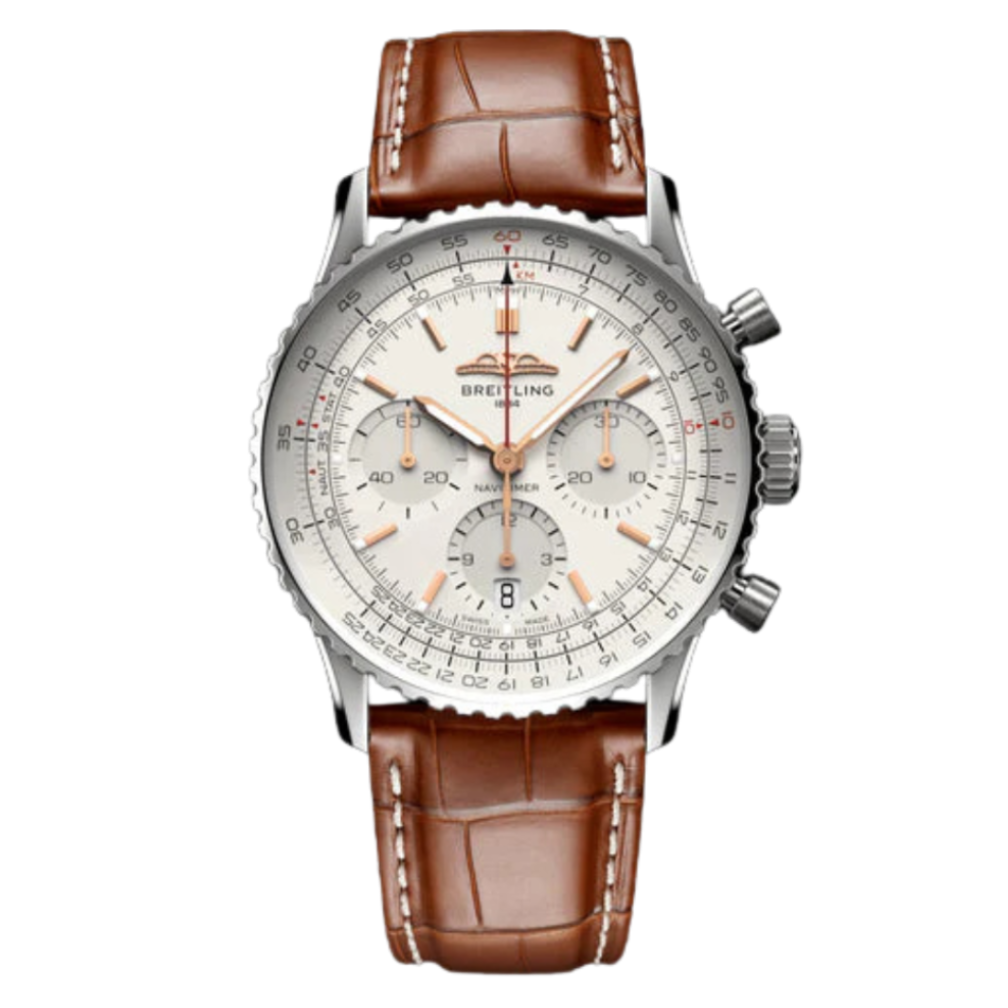 NaviTimer Branco Couro 46mm