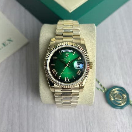 Day-Date Dourado Verde Feminino 36MM